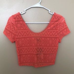 Urban Outfitters Coral Pink Geometric Crop Top